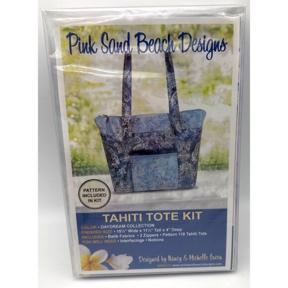 Tahiti Tote kit with Batik Blue Sand Beach Designs Pattern, Fabric and more KIT - Picture 1 of 4